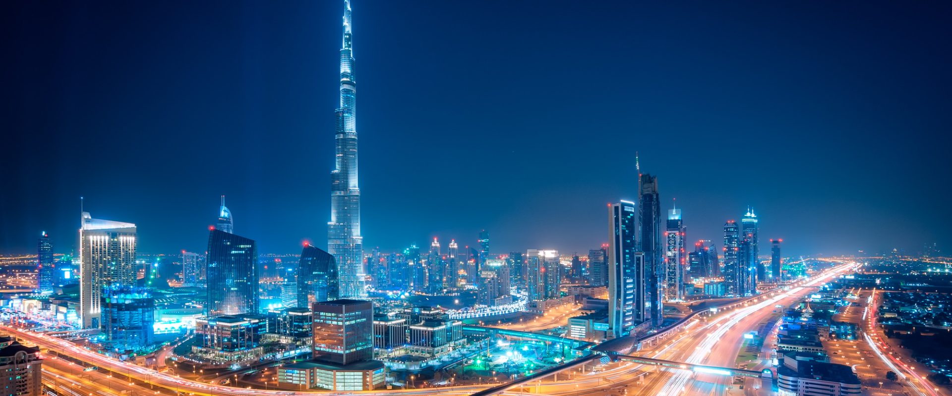 Night dubai downtown skyline, Dubai, United Arab Emirates